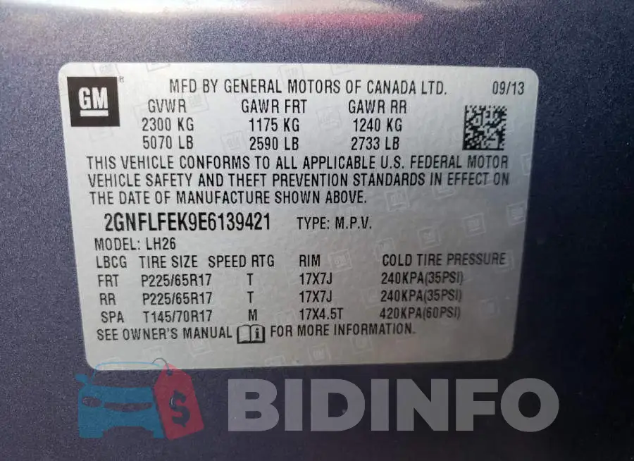 2GNFLFEK9E6139421 Photo# 13