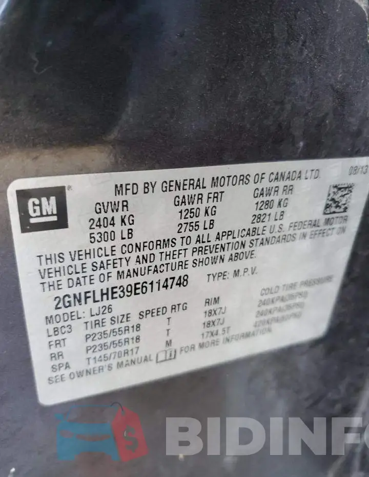 2GNFLHE39E6114748 Photo# 12