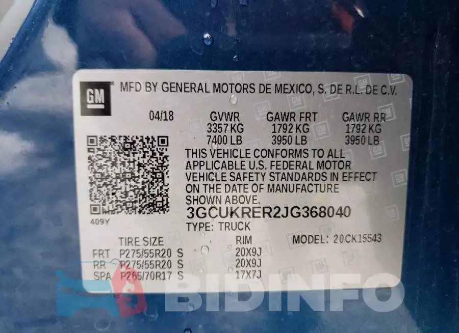 3GCUKRER2JG368040 Photo# 12