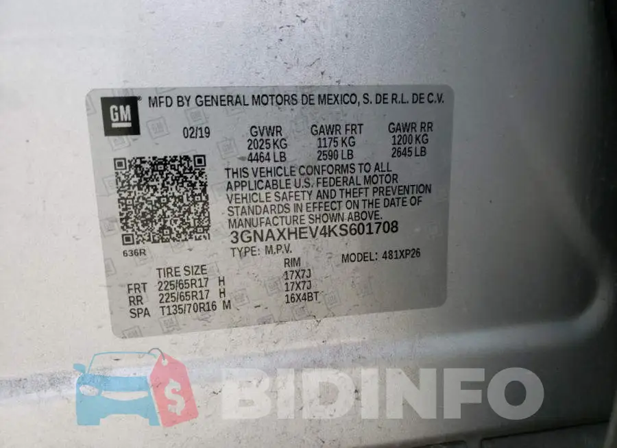 3GNAXHEV4KS601708 Photo# 12