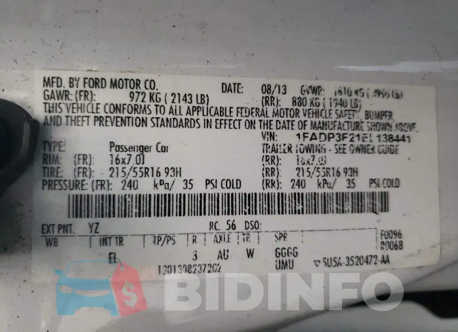 1FADP3F21EL138441 Photo# 10