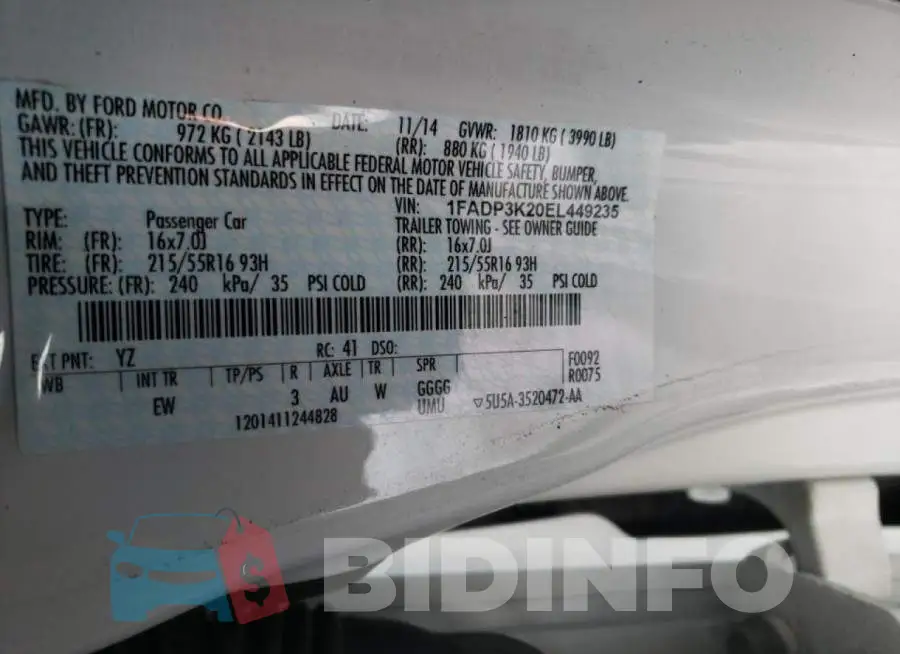 1FADP3K20EL449235 Photo# 13