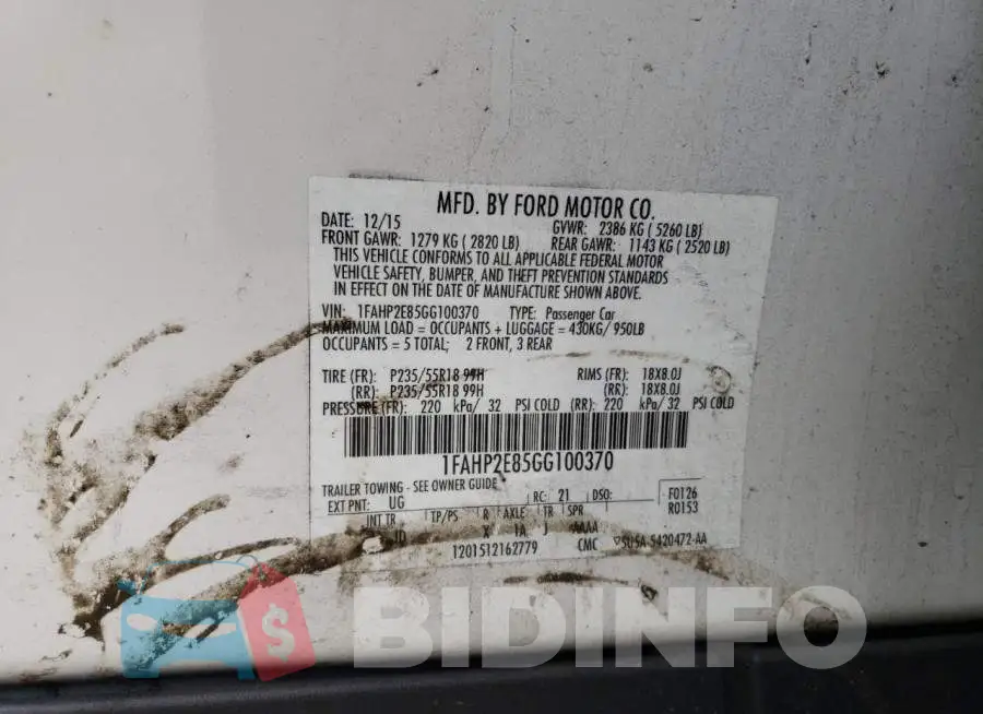 1FAHP2E85GG100370 Photo# 12