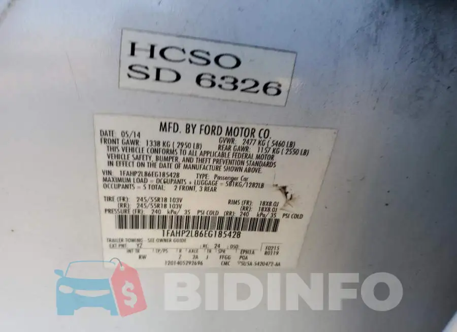 1FAHP2L86EG185428 Photo# 12