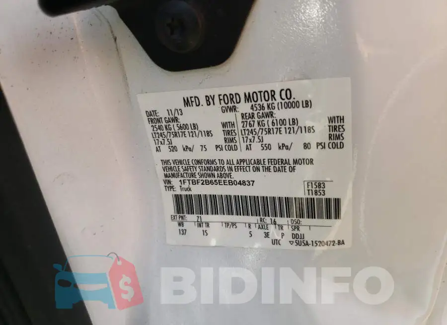 1FTBF2B65EEB04837 Photo# 10