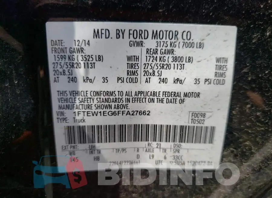 1FTEW1EG6FFA27662 Photo# 12