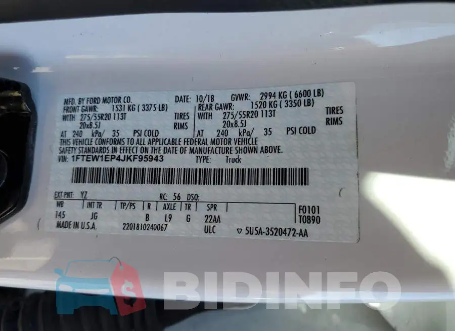 1FTEW1EP4JKF95943 Photo# 12