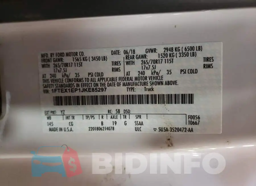 1FTEX1EP1JKE85297 Photo# 12