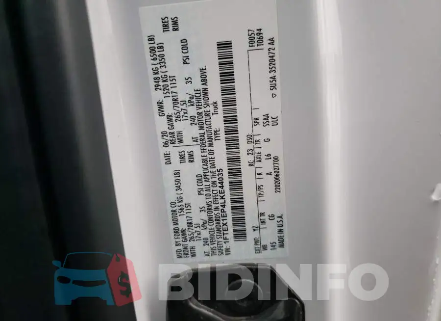 1FTEX1EP4LKE44035 Photo# 12