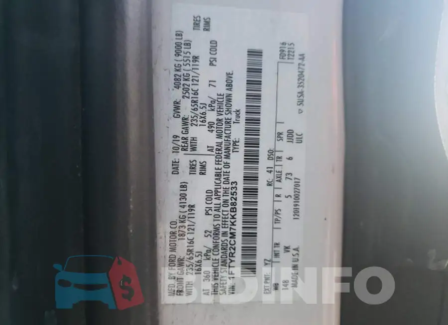1FTYR2CM7KKB82533 Photo# 13