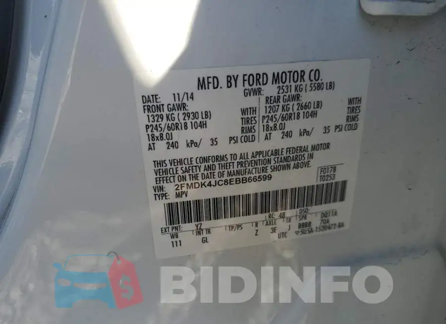 2FMDK4JC8EBB66599 Photo# 12