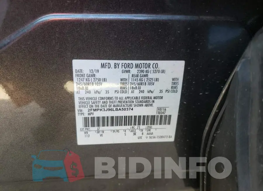 2FMPK3J96LBA50374 Photo# 13