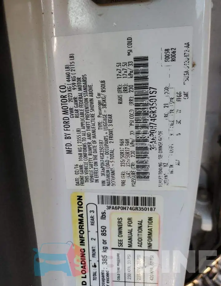 3FA6P0H74GR350187 Photo# 12