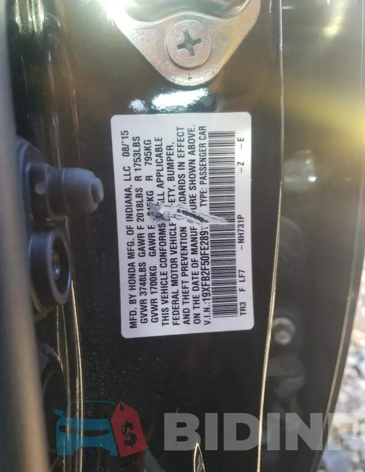 19XFB2F50FE289190 Photo# 12