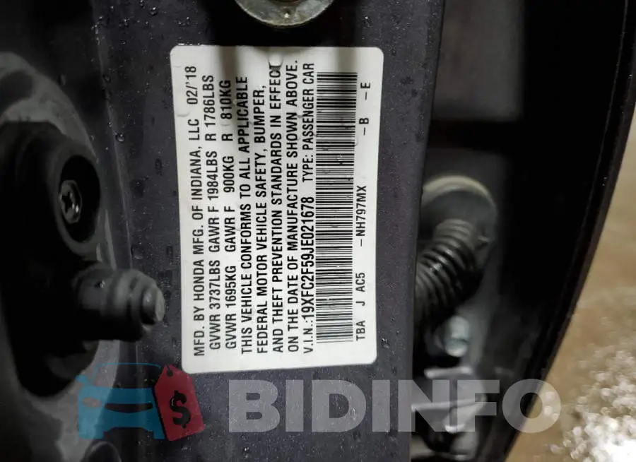 19XFC2F59JE021678 Photo# 12