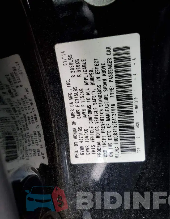 1HGCR2F50EA121048 Photo# 12