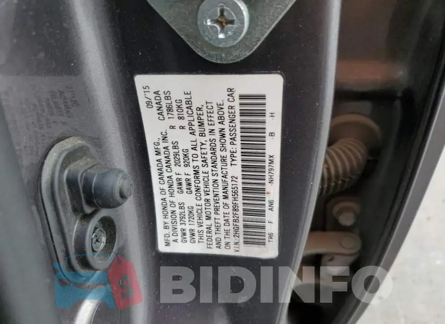 2HGFB2F89FH565172 Photo# 13