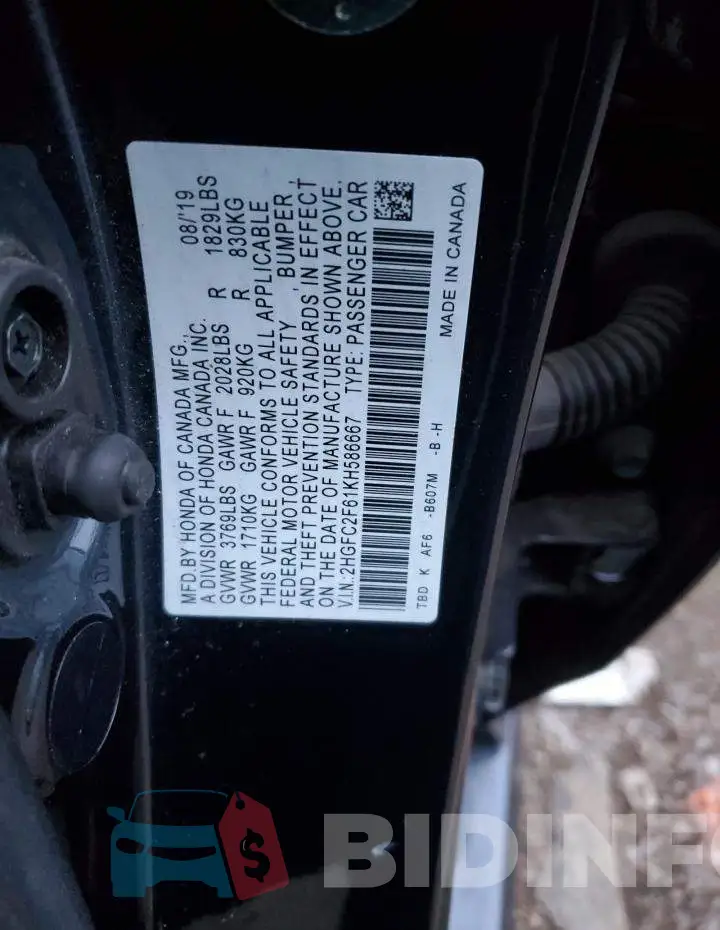 2HGFC2F61KH586667 Photo# 12