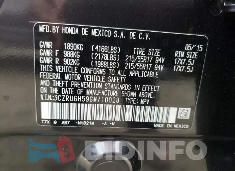 3CZRU6H59GM710028 Photo# 10