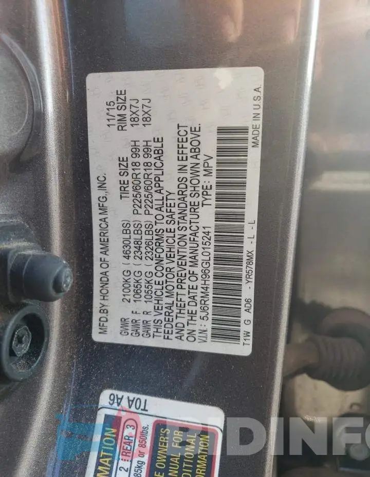 5J6RM4H96GL015241 Photo# 13
