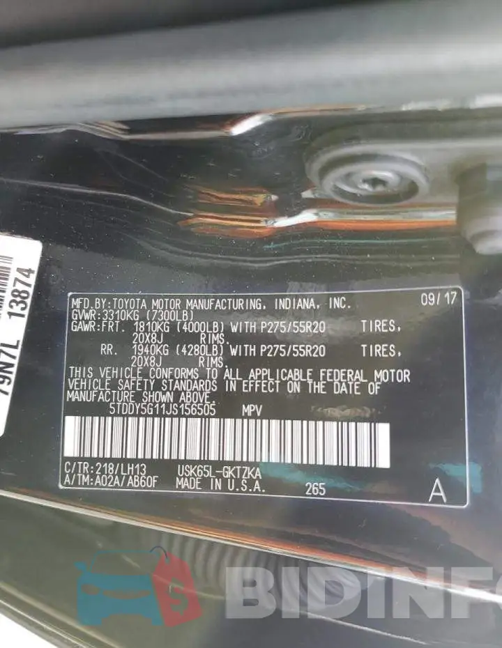 5TDDY5G11JS156505 Photo# 10