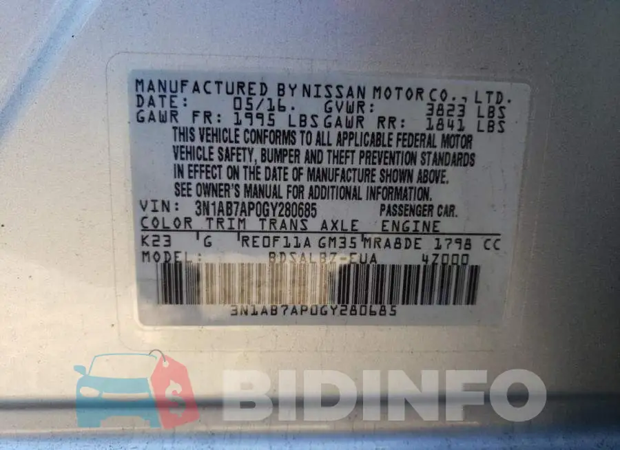 3N1AB7AP0GY280685 Photo# 12