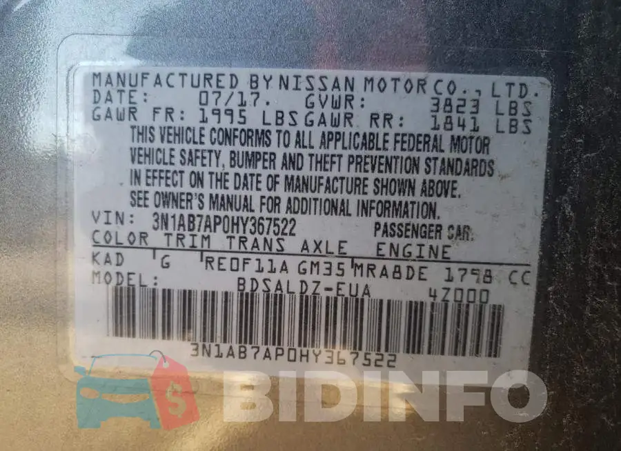 3N1AB7AP0HY367522 Photo# 10