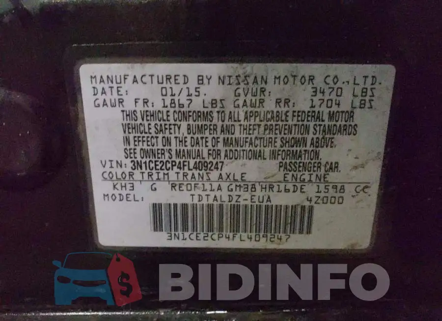 3N1CE2CP4FL409247 Photo# 12