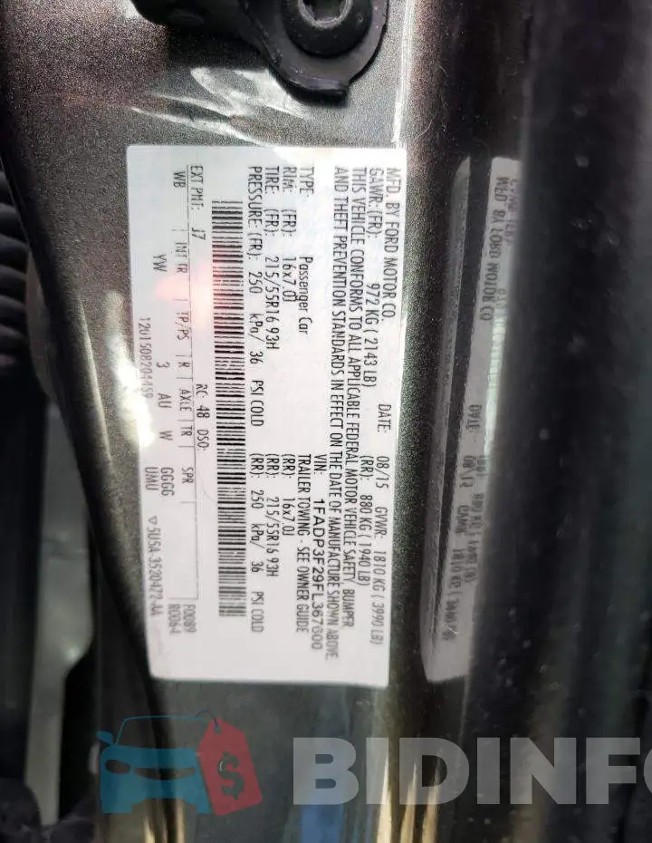 1FADP3F29FL367600 Photo# 10