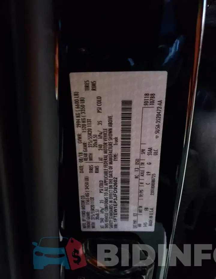 1FTEW1EP3JFD92602 Photo# 12
