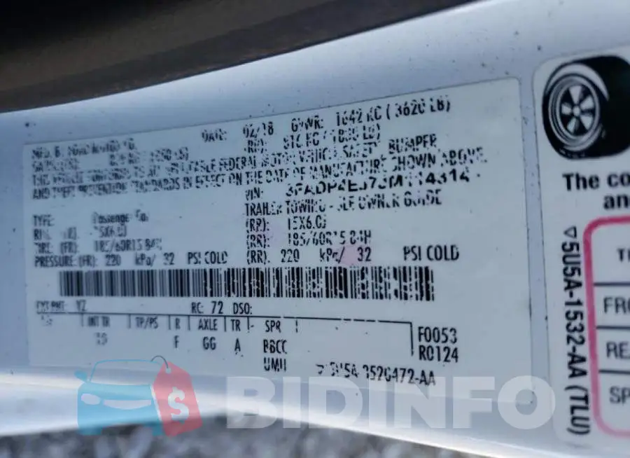 3FADP4EJ7JM114314 Photo# 12