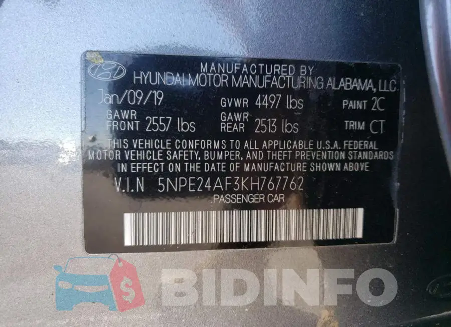 5NPE24AF3KH767762 Photo# 12