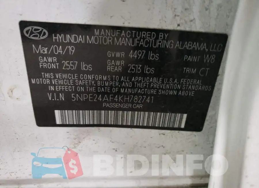 5NPE24AF4KH782741 Photo# 12