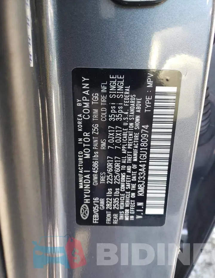 KM8J33A41GU180974 Photo# 10