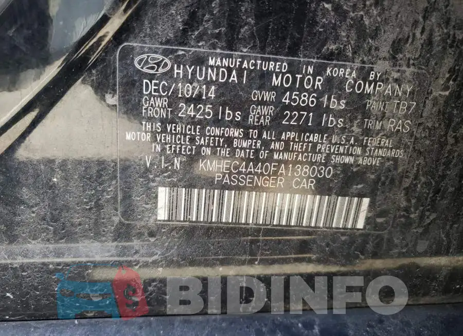 KMHEC4A40FA138030 Photo# 12