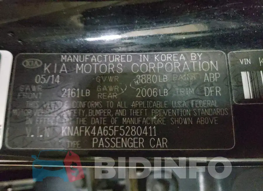 KNAFK4A65F5280411 Photo# 12
