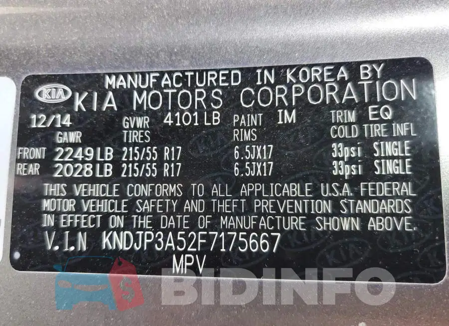KNDJP3A52F7175667 Photo# 12