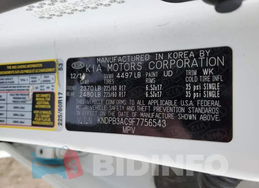 KNDPB3AC9F7756543 Photo# 14