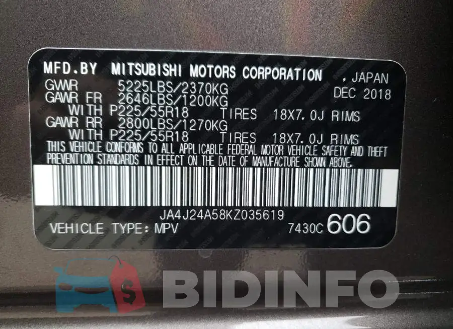 JA4J24A58KZ035619 Photo# 10