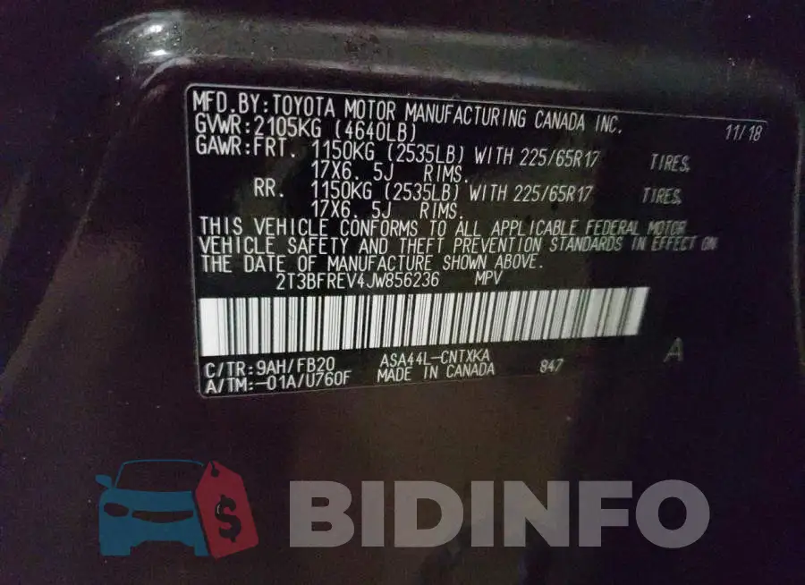 2T3BFREV4JW856236 Photo# 14