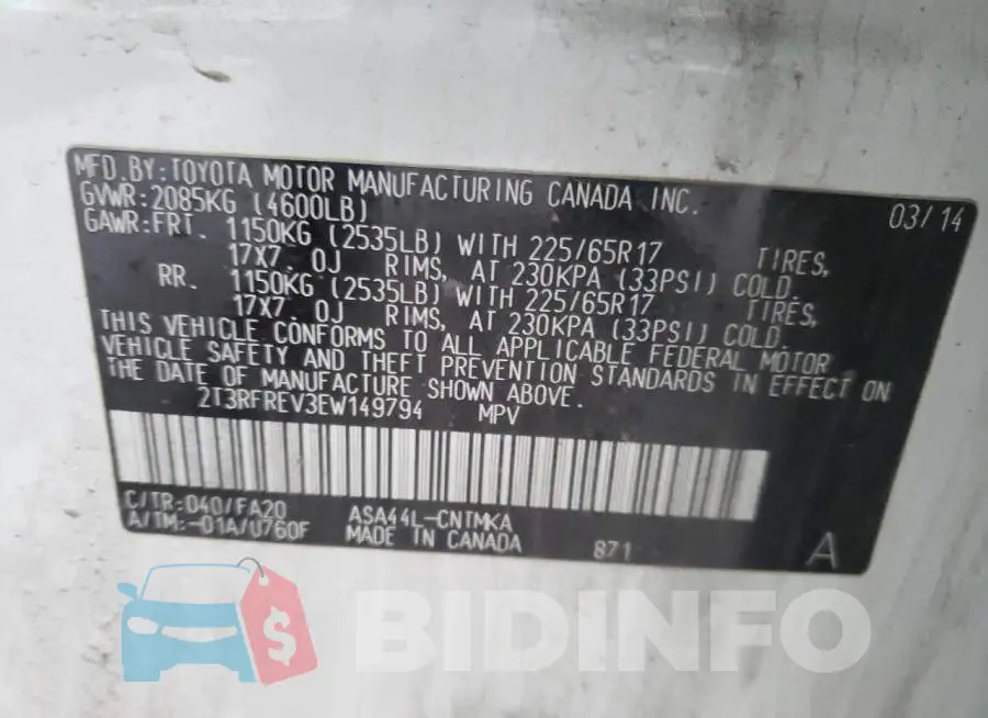 2T3RFREV3EW149794 Photo# 14