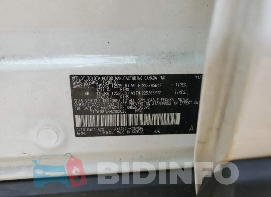 2T3W1RFV8MC102020 Photo# 13