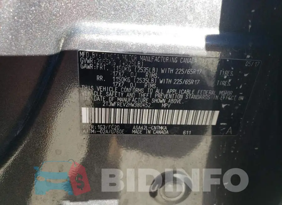 2T3WFREV2HW380452 Photo# 13
