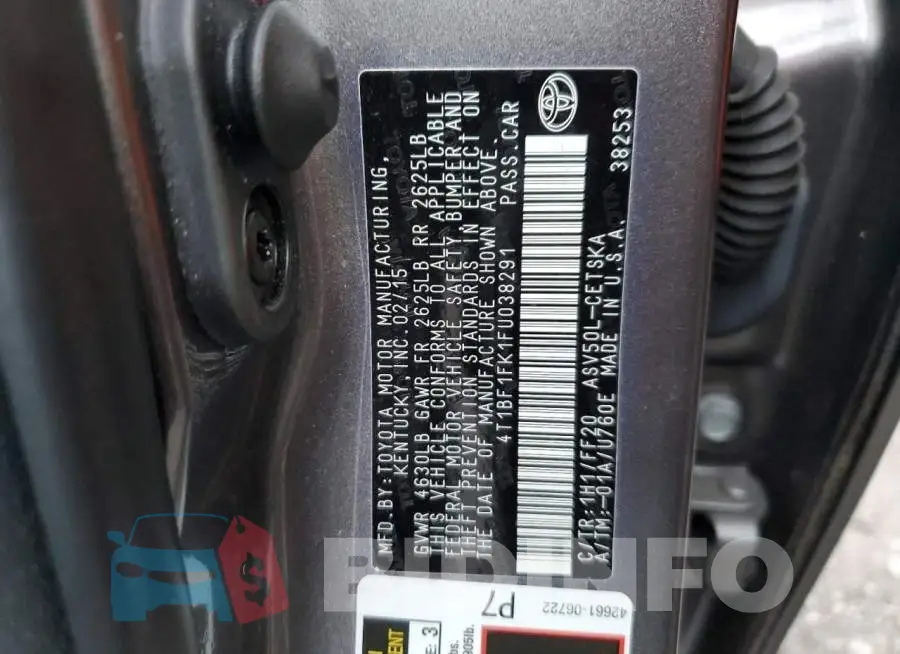 4T1BF1FK1FU038291 Photo# 12