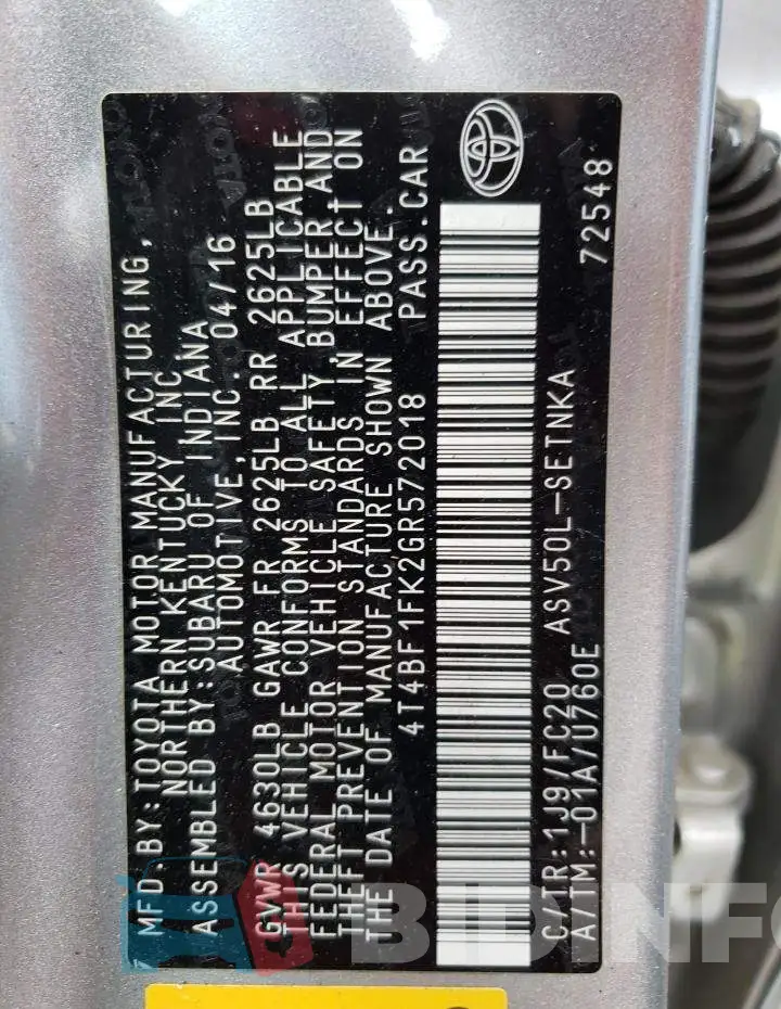 4T4BF1FK2GR572018 Photo# 10