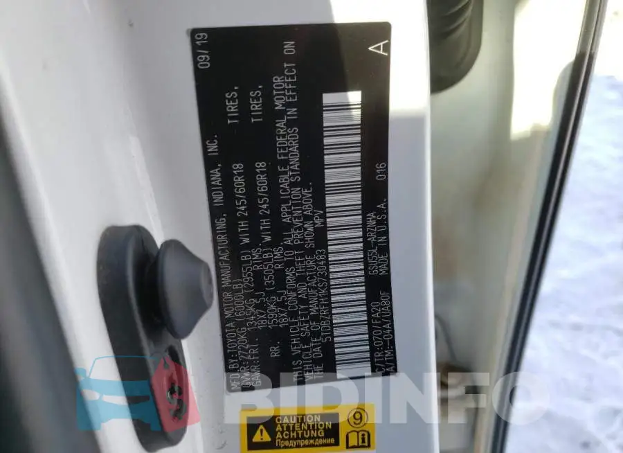 5TDBZRFH1KS730483 Photo# 12