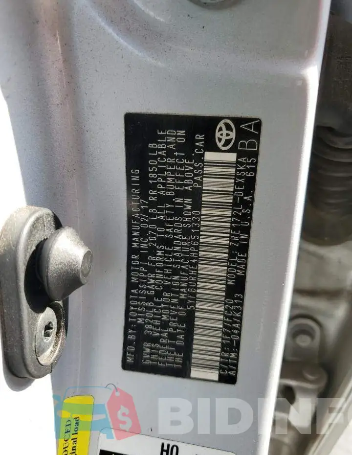 5YFBURHE4HP651330 Photo# 12