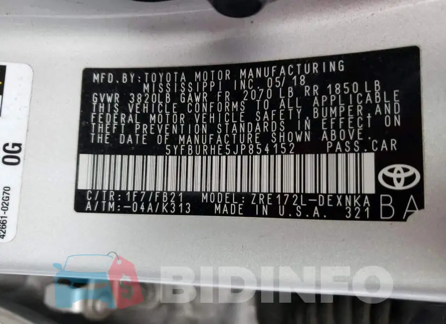 5YFBURHE5JP854152 Photo# 12