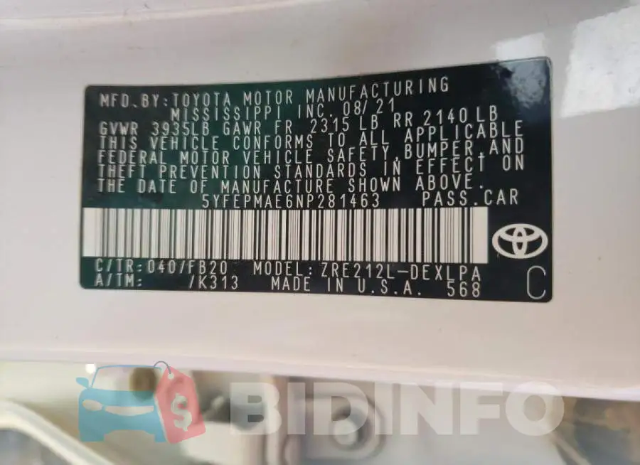 5YFEPMAE6NP281463 Photo# 13