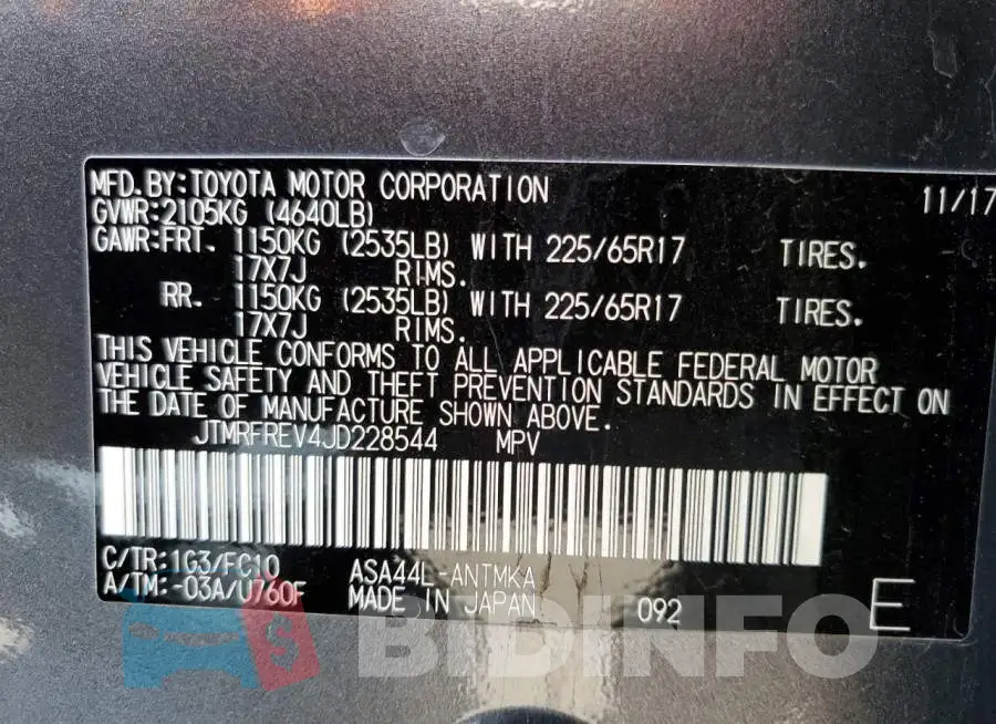 JTMRFREV4JD228544 Photo# 10
